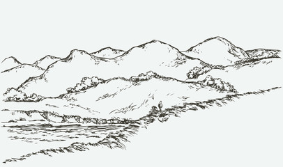 Summer landscape. Vector sketch © Marina