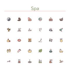 Spa Colored Line Icons
