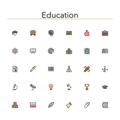 Education Colored Line Icons