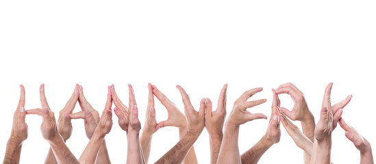 Das Wort Handwerk aus Händen geformt und freigestellt