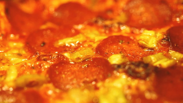 Cooking Salami Pizza in stove
