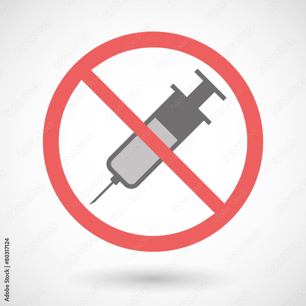 Sticker Forbidden signal with a syringe