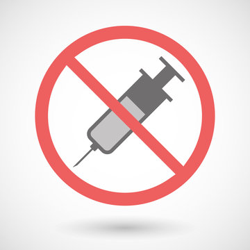 Forbidden signal with a syringe