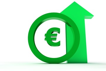 3d sign euro up in green