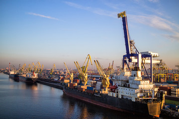 Marine port Container Terminal - obrazy, fototapety, plakaty
