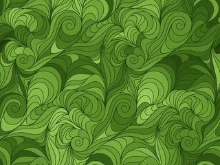 Fototapete Grün Vector nahtlosen Wellenhintergrund von gezogenen Linien
