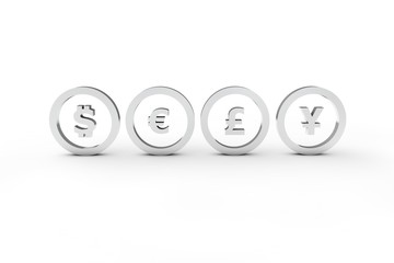 dollar euro pound yena in silver 3d