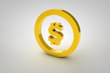 3d sign dollar in gold