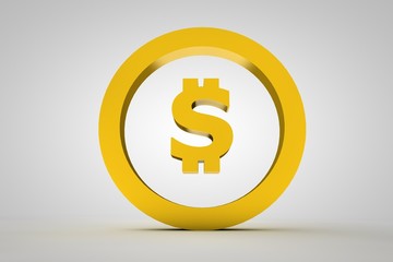 3d sign dollar in gold