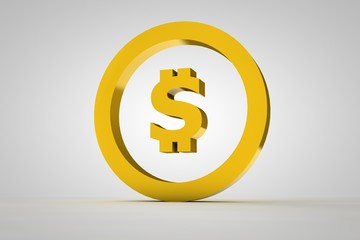 3d sign dollar in gold