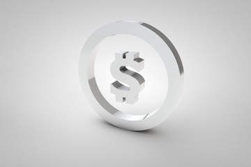 3d sign dollar in silver