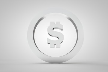 3d sign dollar in silver