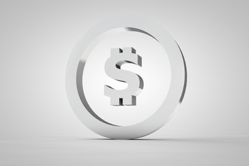3d sign dollar in silver