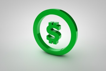 3d sign dollar in green