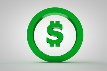 3d sign dollar in green