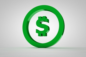 3d sign dollar in green