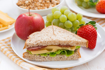 healthy school breakfast with fresh fruits and vegetables