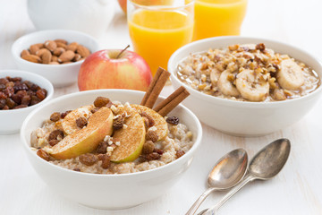 oatmeal with fresh apples, raisins and cinnamon for breakfast