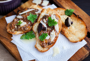 Mushroom and parmesan bruschetta