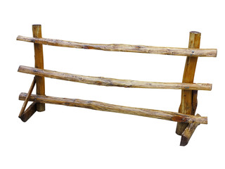 Wooden fence at ranch isolated over white