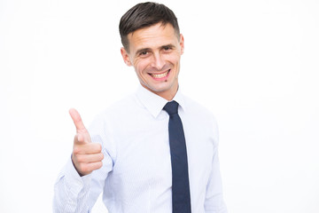 Smiling men isolated on the white background