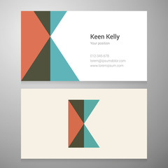 Vintage letter K icon business card template
