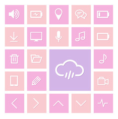 flat icons square pink and orange colors, flat icons, web icons