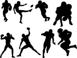 vector football players in silhouettes