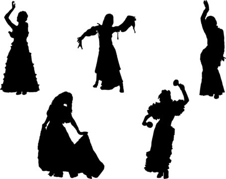 Flamenco dancer silhouettes