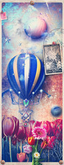 Postcard with montgolfier and tulips field © Rosario Rizzo