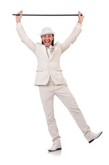 Gentleman in white suit isolated on white