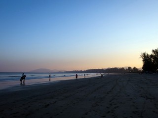 Huahin beach in the evening with few people