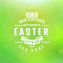 Vector Easter card. Blurred background.