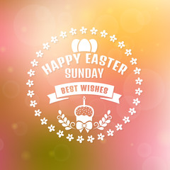 Happy Easter! Vector card with blurred background.