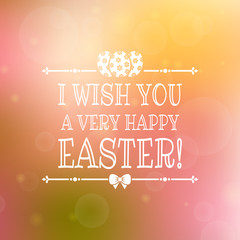Happy Easter! Vector card with blurred background.