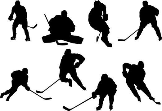 vector silhouettes hockey players