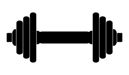 Vector silhouette of dumbbell on a white background