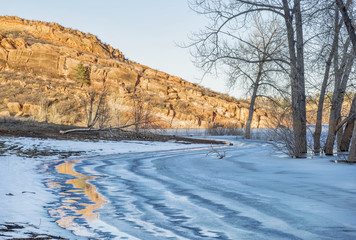frozen mountain lake in Colorado