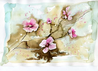 Papier Peint photo Lavable Inspiration picturale fleurs roses
