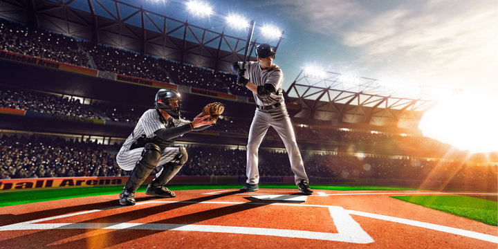 Professional baseball players on grand arena - Powered by Adobe