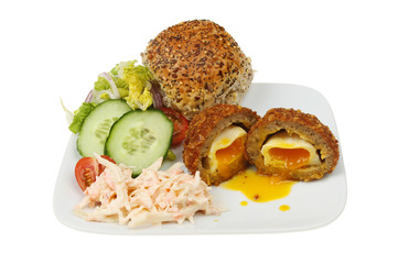 Scotch egg and salad