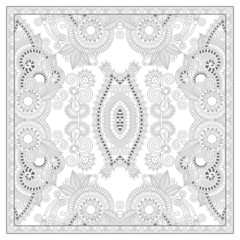 coloring book square page for adults - ethnic floral carpet