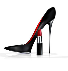 black shoe and lipstick