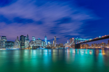 Night panorama of Manhattan in New York, USA