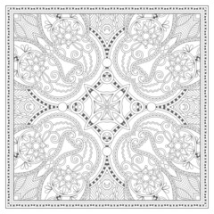 coloring book square page for adults - ethnic floral carpet