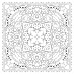coloring book square page for adults - ethnic floral carpet