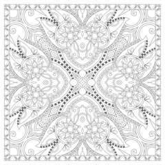 coloring book square page for adults - ethnic floral carpet