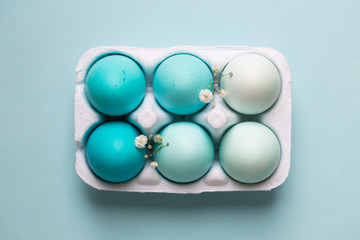 Carton of ombre dyed Easter eggs