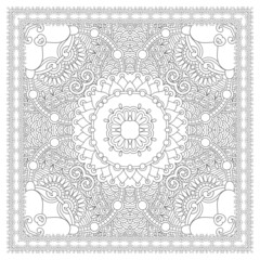 coloring book square page for adults - ethnic floral carpet