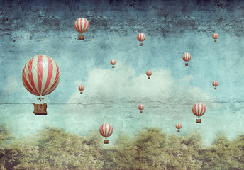Fototapety  Balony na ogrzane powietrze latające nad lasem